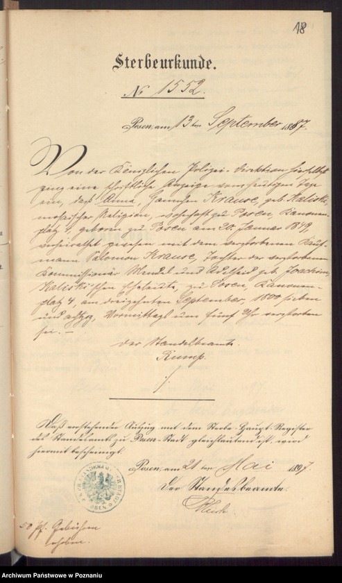 Obraz 20 z jednostki "Die von den Verlobten beigebrachten Urkunden zur Eheschliessung pro 1897"