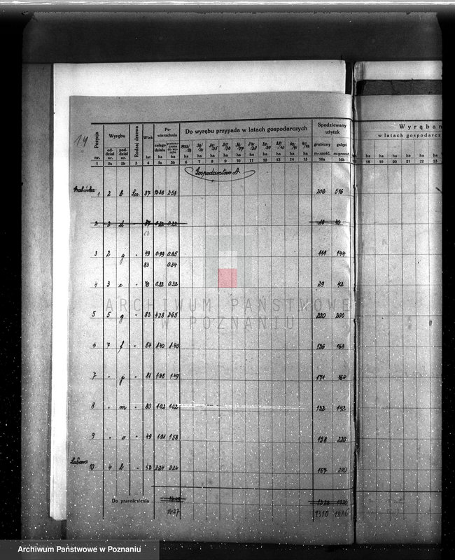 image.from.unit.number "Plan urządzenia gospodarstwa leśnego dla lasu majętności Pożarowo powiat szamotulski 1932-1942"