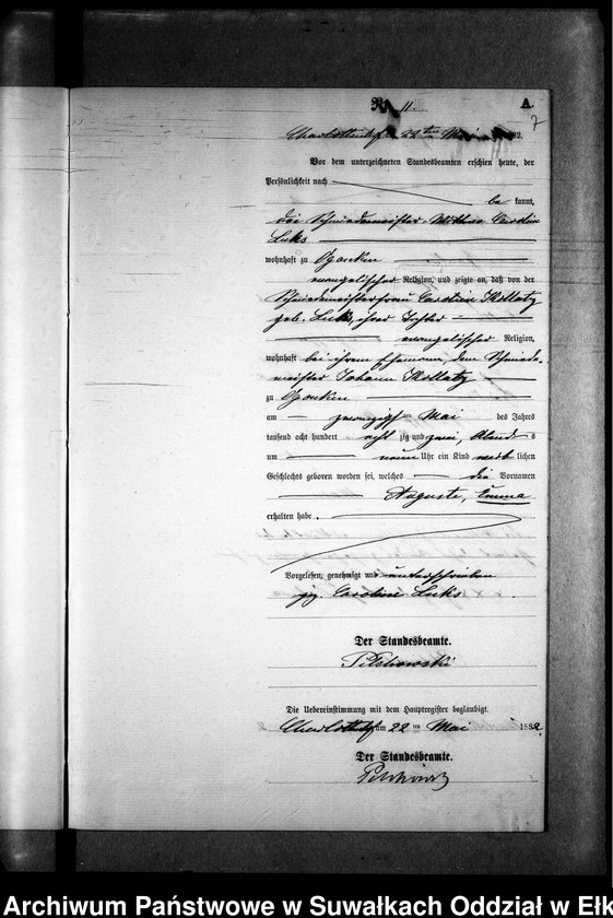 image.from.unit.number "Geburts-Neben-Register des Preussischen Standes-Amtes Gr. Strengeln Kreis Angerburg"