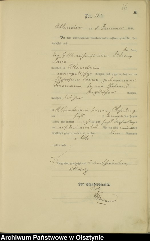 image.from.unit.number "Geburts-Haupt-Register Tom I,Nr 1 - 300"