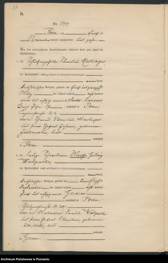 Obraz 19 z jednostki "Księga miejscowa małżeństw tom III [Rejestr główny małżeństw]"