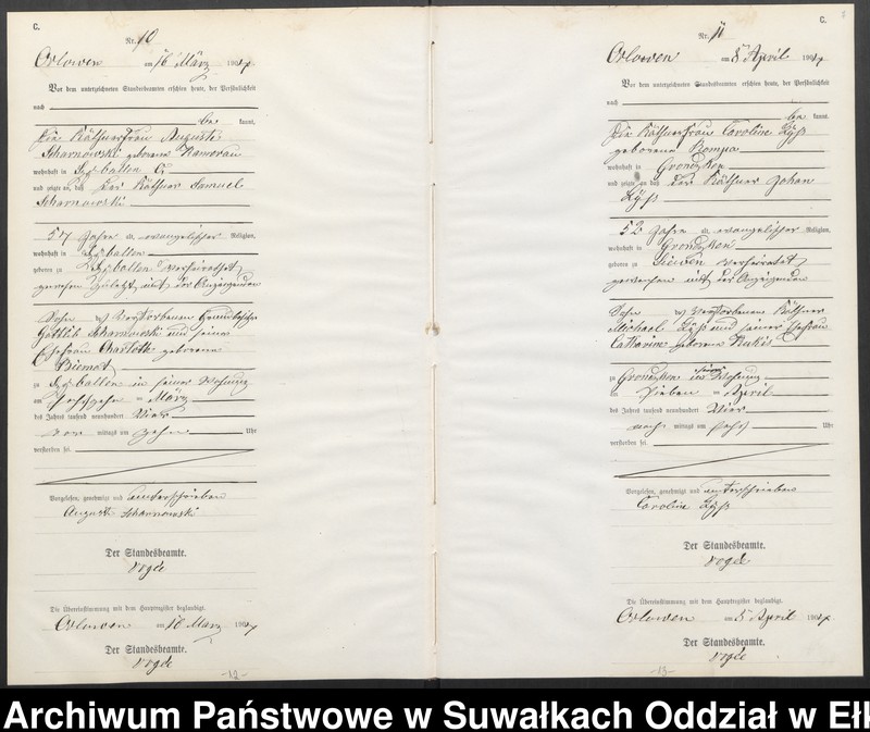 image.from.unit.number "Sterbe-Neben-Register des Preussischen Standes-Amtes Orlowen Kreis Lötzen"