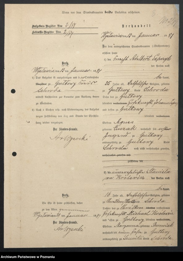 image.from.unit.number "Acta betreffend die Sammel Akten für die von den verlobten beizubringenden Urkunden und Konsenserklärungen, für die Aufgebotscheinigungen und Dispensation [...] von 1881 bis 1884"
