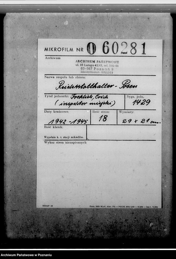 Obraz 2 z jednostki "Fröhlich, Erich - inspektor miejski"