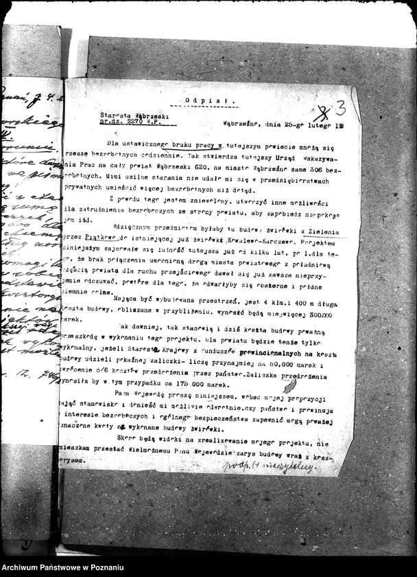 Obraz 7 z jednostki "[Budowa i naprawa dróg w powiecie wąbrzeskim i sprawa zatrudnienia bezrobotnych pow. wąbrzeski]"