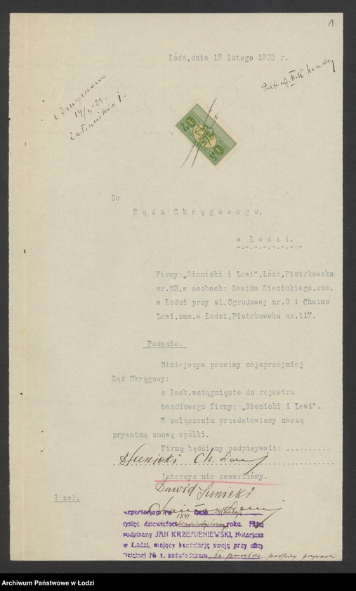 Obraz 3 z jednostki "Sienicki i Lewi- handel papierem i przędzą"