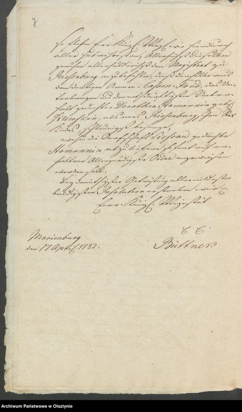 image.from.unit.number "In S. [Sachen] der zu Lißau sich jetz aufhaltenden Schwangern Dorothea Homannin wegen ihrer Verpflegung aus der Riesenburgschen Armen-Caße"