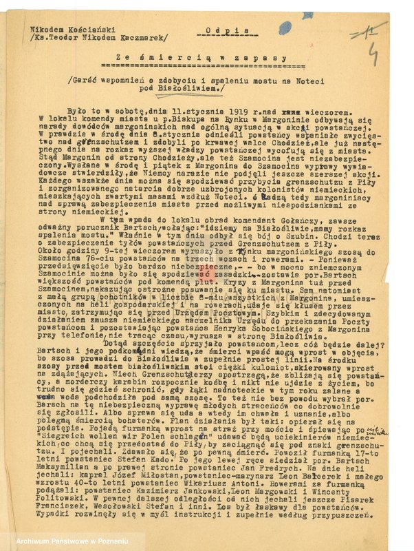 Obraz 12 z jednostki "Relacje i wspomnienia dotyczące powstania wielkopolskiego: 1. Białośliwie, powiat Wyrzysk, województwo bydgoskie, 2. Biskupice Ołoboczne, powiat Ostrów Wielkopolski, województwo poznańskie, 3. Budzyń, powiat Chodzież, województwo poznańskie, 4. Buk, powiat Nowy Tomyśl, województwo poznańskie. Zdjęcie: s.12. - fotografia relacjonującego."