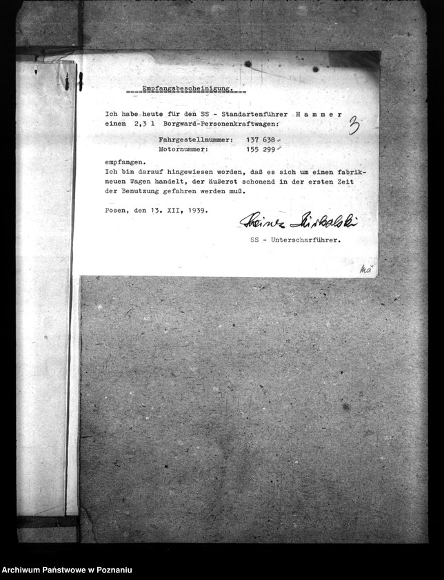 Obraz 7 z jednostki "Kraftfahrzeug für SS- Standartenführer Hammer vom SS- Bodenamt"