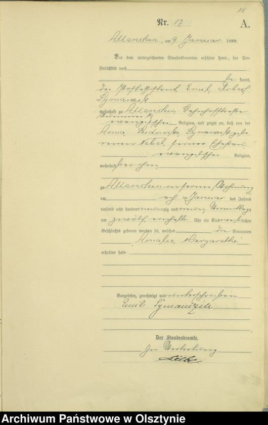 image.from.unit.number "Geburts-Haupt-Register Tom I,Nr 1 - 399"