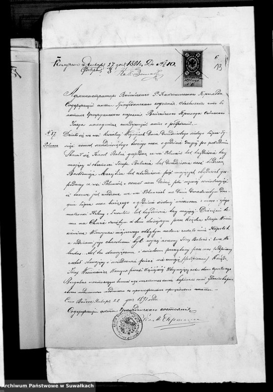 Obraz 10 z jednostki "Dokumenty Kopciovskago Rimsko-Katoličeskago Prichoda za 1891 god"