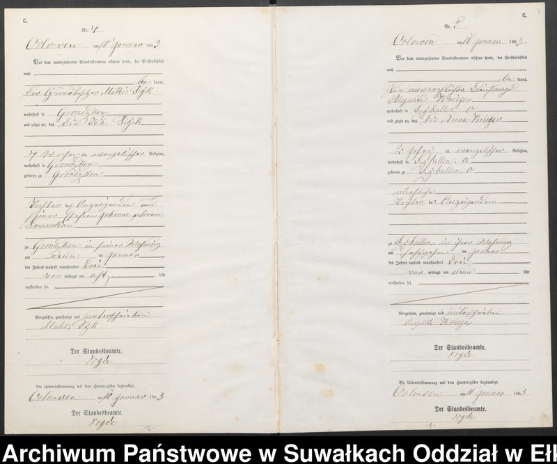 image.from.unit.number "Sterbe-Neben-Register des Preussischen Standes-Amtes Orlowen Kreis Lötzen"