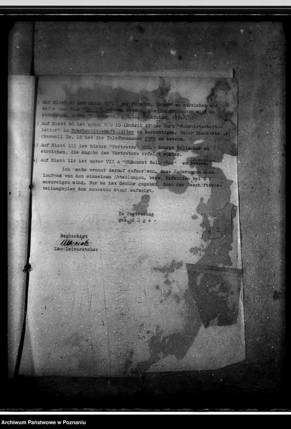 Obraz 7 z jednostki "Einführung der Antigue - Schrift, Dienstzeitregelung, Fernsprecher, Geschäftsverteilungsplan, Luftschutzwache"