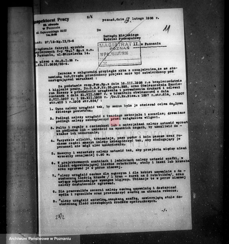 Obraz 15 z jednostki "Zatwierdzenie zakładu przemysłowego /fabryki wyrobów papierniczych firmy "Pol" w Poznaniu"