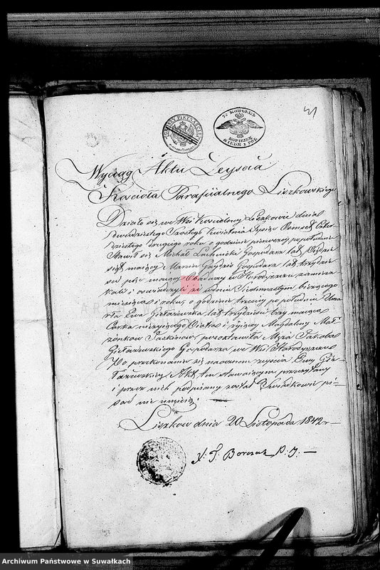 Obraz 17 z jednostki "Dowody do Akt Małżeństw Parafii Lejpuńskiej z Roku 1842"