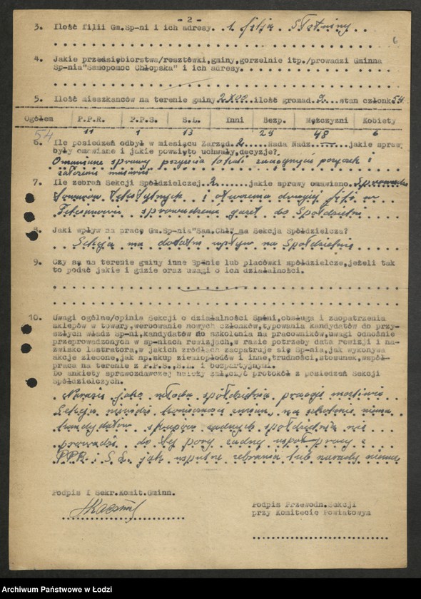 Obraz 7 z jednostki "Ankiety [sprawozdawcze] Gminnych Spółdzielni "Samopomoc Chłopska""