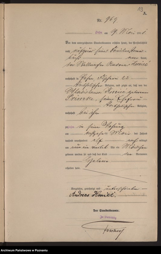 Obraz 20 z jednostki "Księga miejscowa urodzeń tom III [Rejestr główny urodzeń]"