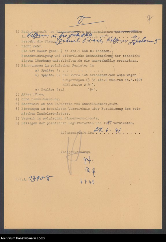 Obraz 9 z jednostki "Szmul Lejzor Preis- sprzedaż własnych wyrobów towarów półwełnianych"