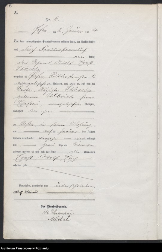 Obraz 8 z jednostki "Księga miejscowa urodzeń tom I [Rejestr główny urodzeń]"