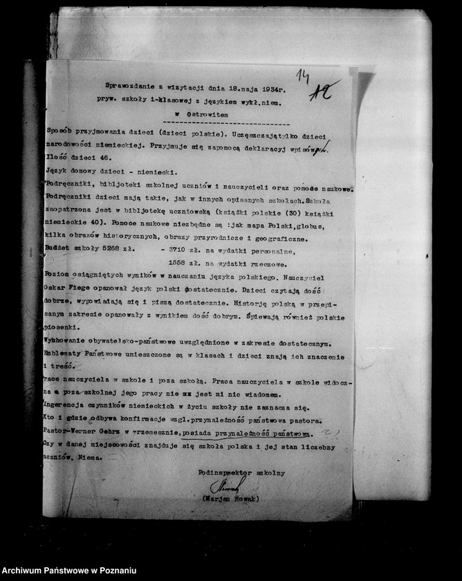 Obraz 17 z jednostki "Prywatna Szkoła Powszechna z niemieckim językiem nauczania- Ostrowite powiat Mogilno"