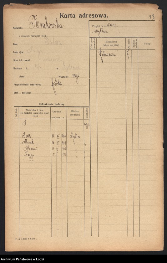 Obraz 15 z jednostki "[Spis ludności Łodzi] Krakowicz - Krasiejko"