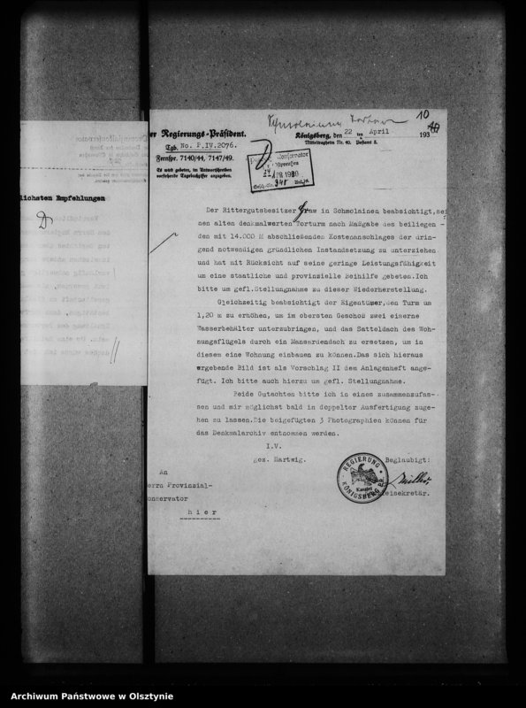 image.from.unit.number "Schmolainen, Torturm und Schloss"