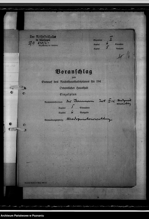 Obraz 19 z jednostki "Haushalt der Medizinalverwaltung - Haushaltsvoranschlag 1942"