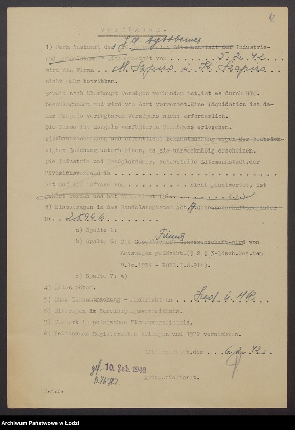 Obraz 15 z jednostki "Moszek Nechemja Szpiro, Kalman Szapiro – wyroby włókiennicze"