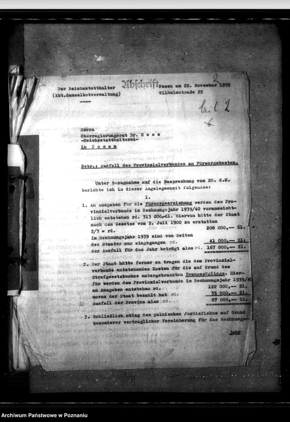 Obraz 7 z jednostki "Zarządzenia i korespondencja w sprawie opieki społecznej, zwłaszcza jej finansowania"