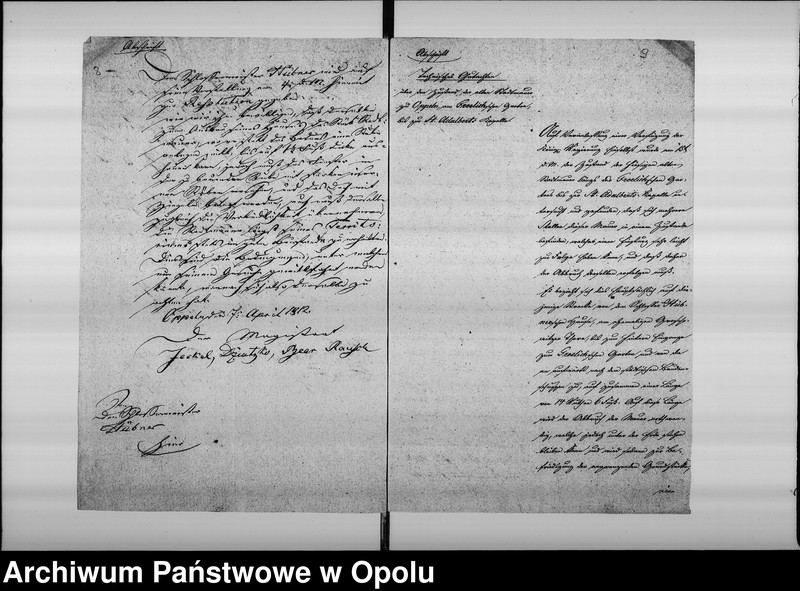 Obraz 10 z jednostki "Acta specialia des Magistrats zu Oppeln über die Herstellung der schadhaften Mauer um dem Apotheker Hemsalechschen Garten. de Anno 1838"