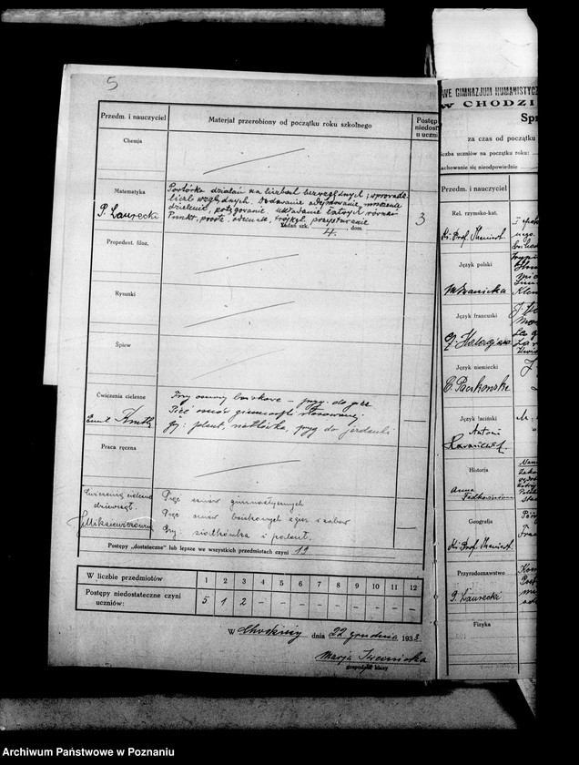 Obraz 9 z jednostki "Państwowe Gimnazjum imienia świętej Barbary w Chodzieży [Protokoły konferencji Rady Pedagogicznej]"