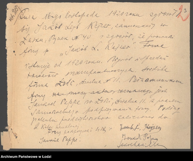 Obraz 5 z jednostki "Jakób L.Kajzer- wyrób towarów manufakturowych"