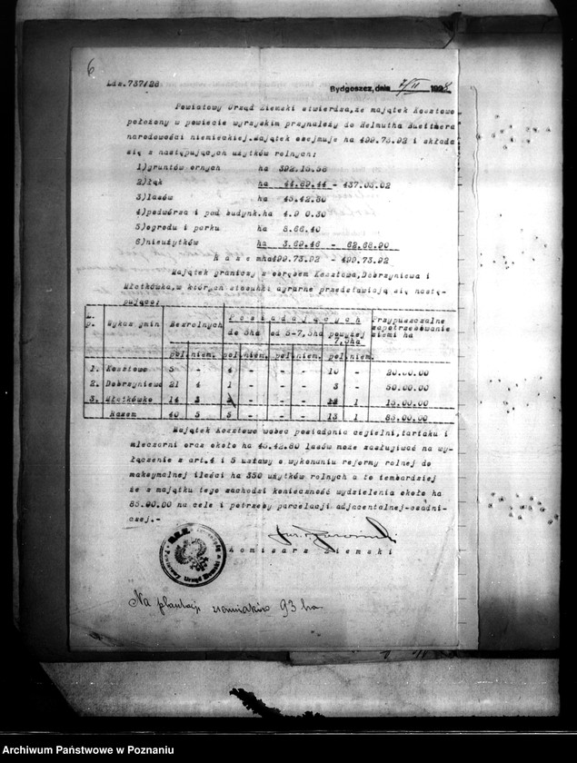 Obraz 12 z jednostki "Majątek Kosztowo powiatu wyrzyskiego wyłączenie z art. 4/5 ustawy o wykonaniu reformy rolnej Helmut Buettner"