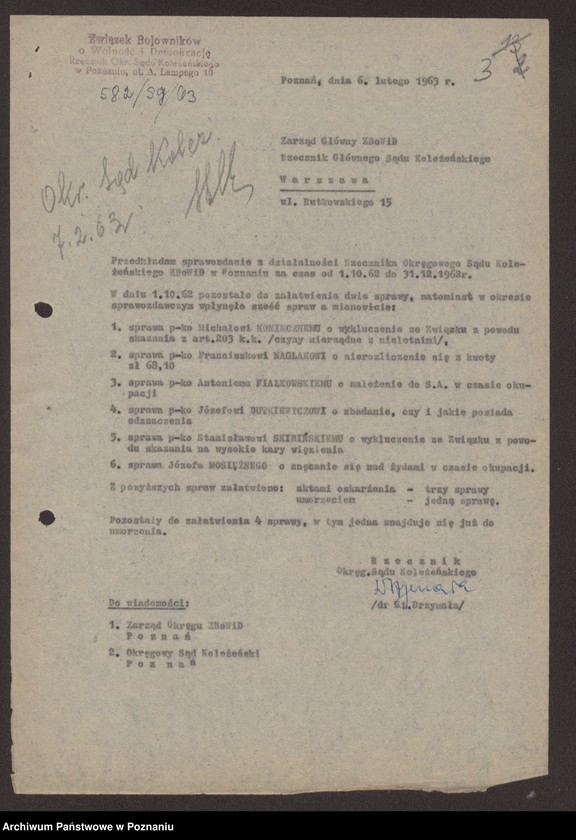 image.from.unit.number "Sprawozdania z działalności Rzecznika Okręgowego Sądu Koleżeńskiego za lata 1960 - 1967."