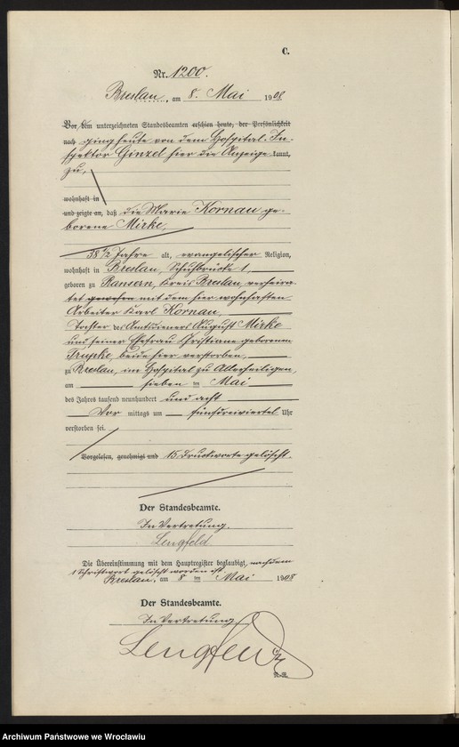 image.from.unit.number "Sterbe-Neben-Register Breslau I 1908 Band 4"