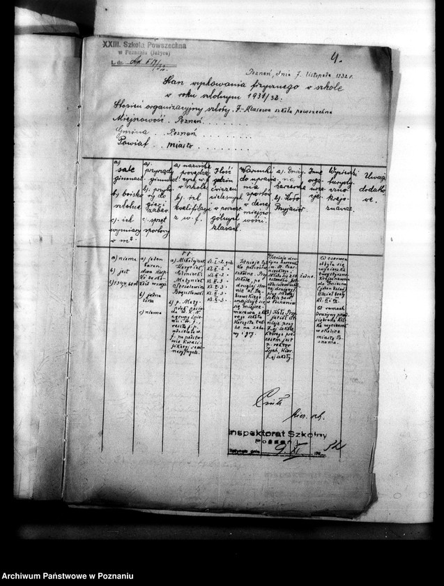 Obraz 8 z jednostki "[Sprawozdania roczne ze stanu wychowania fizycznego w szkołach powszechnych nadesłane przez Inspektoraty Szkolne: Poznań- miasto, Poznań- powiat, Rawicz, Śrem, Środa, Szamotuły, Szubin, Wągrowiec, Wolsztyn, Września, Wyrzysk, Żnin]"
