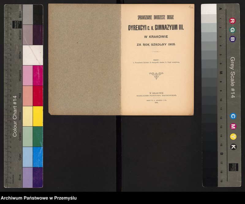 image.from.unit.number "Sprawozdanie dwudzieste drugie Dyrekcji c.k. Gimnazjum III. w Krakowie za rok szkolny 1905"