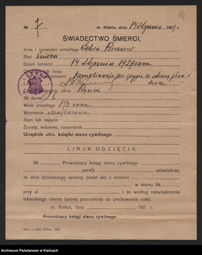 image.from.unit.number "Załączniki do akt zgonu Okręgu Bożniczego Kielce za rok 1929"