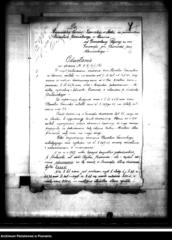 image.from.unit.number "Odwołanie L. Pułaskiego i R. Gronertowej od orzeczenia Starosty powiatu,konińskiego z 19.VIII.1935 r. w przedmiocie wykupu gruntów podlegających ustawie o ochronie drobnych dzierżawców"