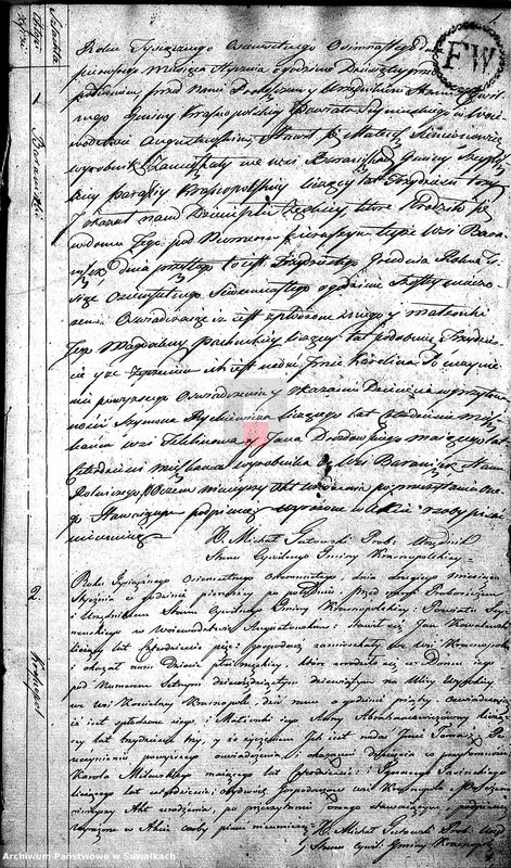 image.from.unit.number "Akta Urodzonych Gminy Krasnopolskiey Powiatu Seyneńskiego w Województwie Augstowskim Roku 1818 od 1 Stycznia."