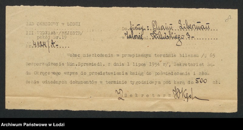 Obraz 10 z jednostki "Chaim Liberman- wyrób towarów manufakturowych"