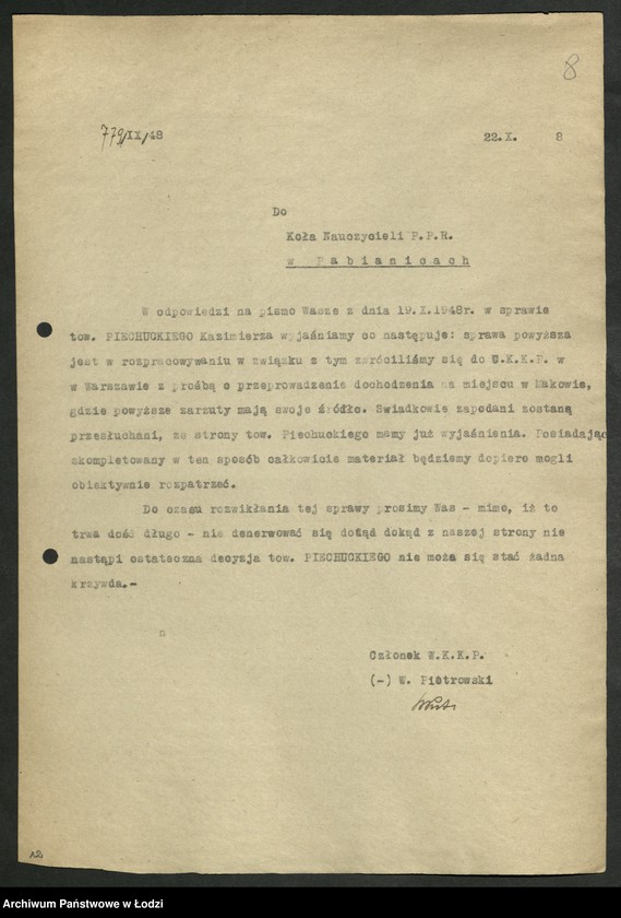 Obraz 9 z jednostki "Korespondencja z komitetami powiatowymi i miejskimi od P do Z"