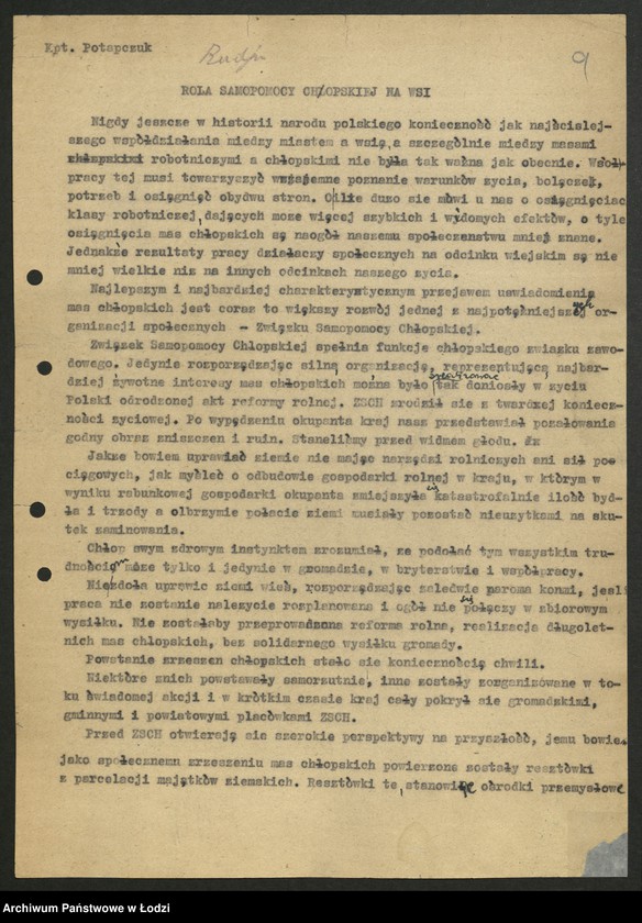 Obraz 10 z jednostki "Związek Samopomocy Chłopskiej - sprawozdania [wydziałów, instruktorów, referatów i Prezydium] Zarządu Wojewódzkiego"