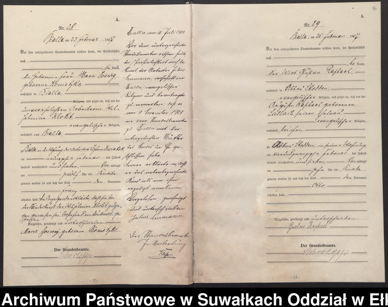 image.from.unit.number "[Geburts-Haupt-Register des Königlichen Preussischen Standes-Amtes Bialla Kreis Johannisburg]"