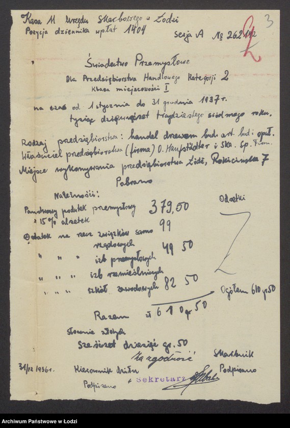 Obraz 5 z jednostki "Osiarz Haufstädter, Moszek Beniamin Zalcman, Zender Kwaśner, Sender Lajb Grinfeld- handel i przemysł drzewny"