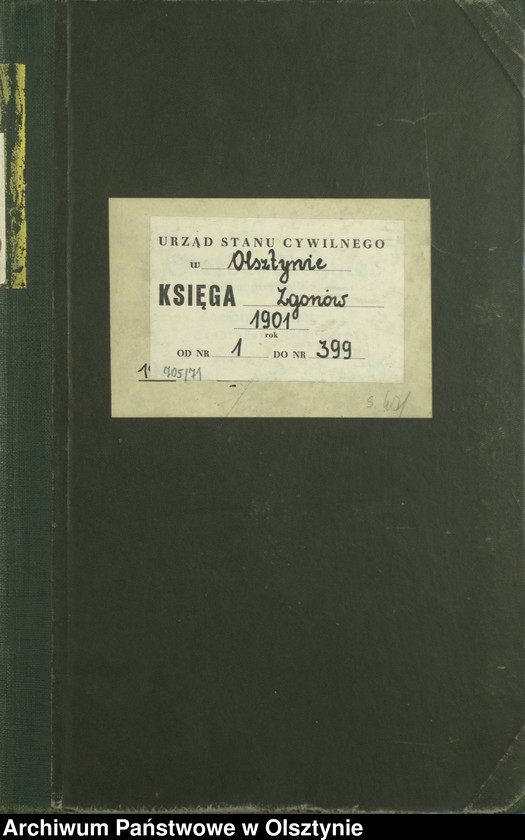image.from.unit.number "Sterbe-Haupt-Register Tom I,Nr 1 - 399"