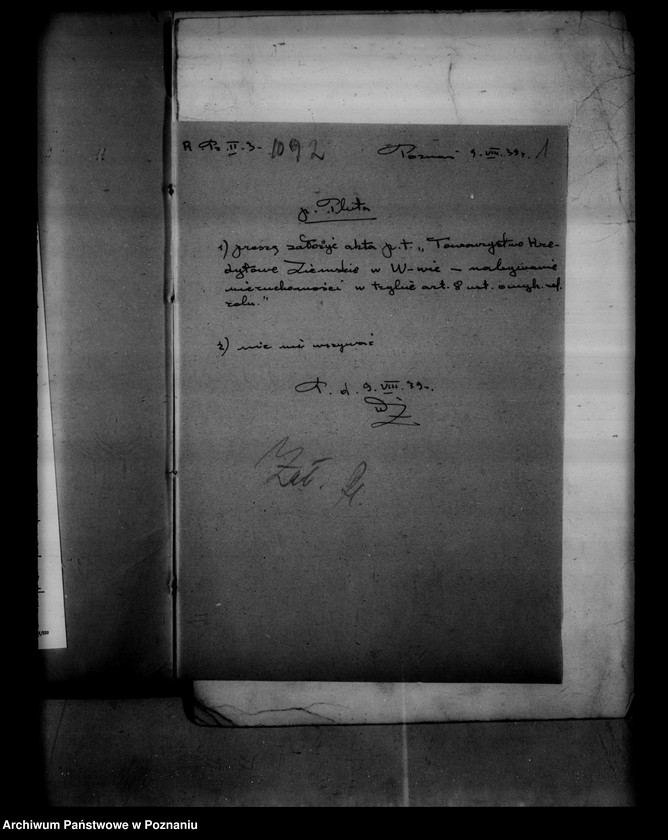 Obraz 5 z jednostki "Towarzystwo Kredytowo-Ziemskie w Warszawie, nabywanie nieruchomości w trybie art. 8 ust. O wykonaniu reformy rolnej"