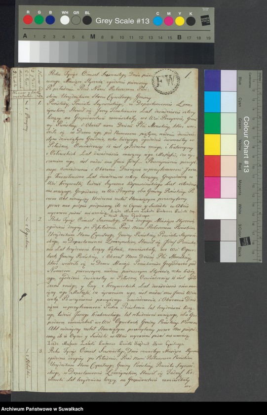 image.from.unit.number "Akta urodzonych gminy puńskiey od 1-go stycznia do dnia ostatniego grudnia 1816 roku."