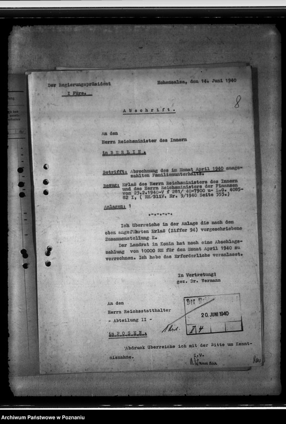 Obraz 12 z jednostki "Familienunterhalt. Zusammenstellungen des Regierungspräsidenten Hohensalza - Inowrocław"