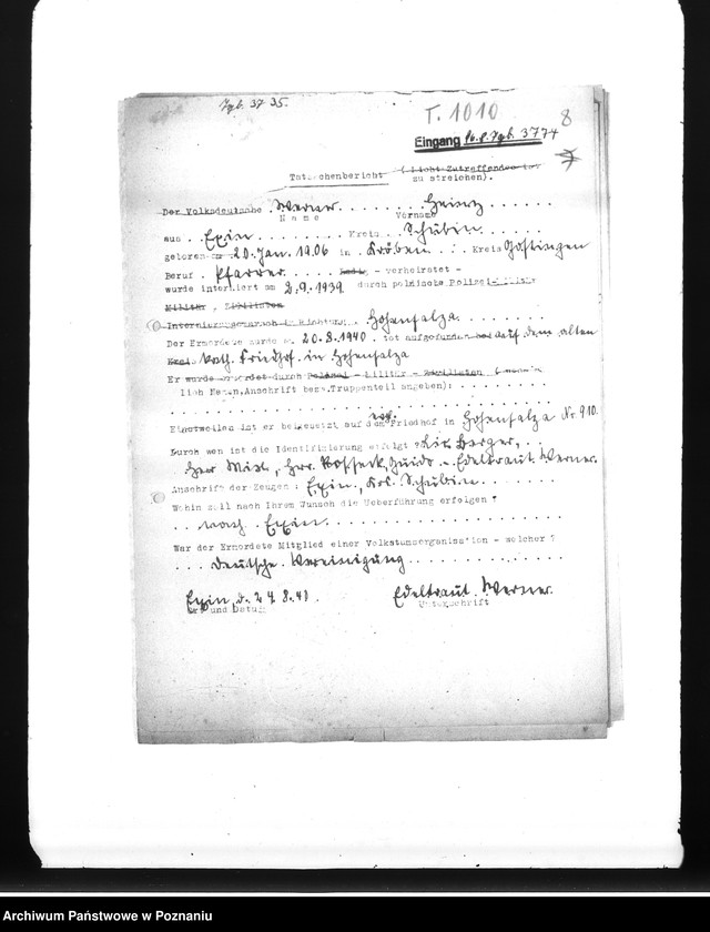 Obraz 12 z jednostki "Wykazy miejscowych Niemców, którzy zginęli w 1939 roku w różnych powiatach"